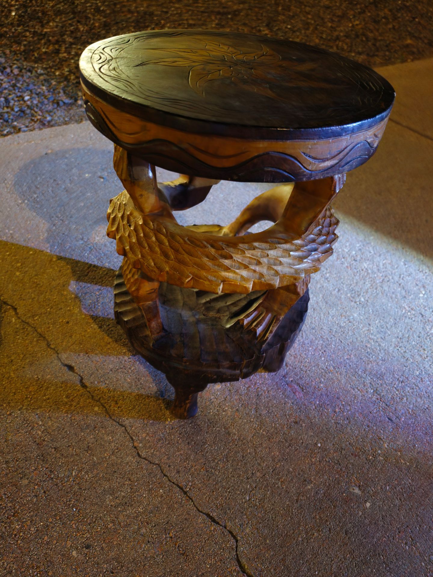 Hand Craved Dragon End Table