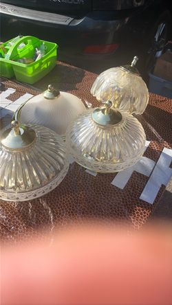 Vintage Glass Ceiling Light Fixtures Set of 4