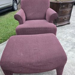 Pink Chair & Ottoman 