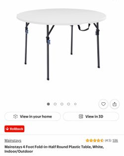 Mainstays 4 Foot Round Folding Table White