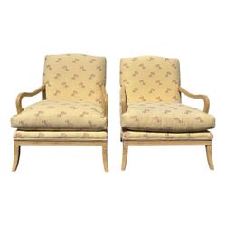 NY: Pair of Vintage Custom Upholstered Century Furniture Lounge Chairs