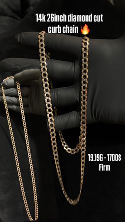 14k diamond cut curb chain