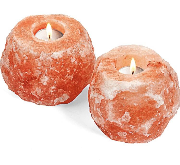 Himalayan Salt Tealight Candle Holder Hand Carved Home Decor Pack of 2