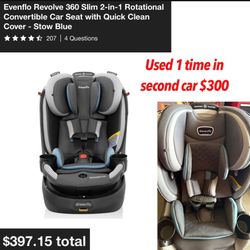 Like new Evenflo® Revolve360™ Slim 2-in-1 Rotational Car Seat with Quick Clean Cover!used 1 time in second car in box  $300  firm pick up only east Pa