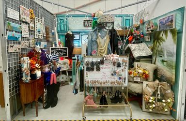 50% off entire booth. Including already clearance priced  items with dots!!!!Previously owned home decor, clothing, nerf,  art etc! Booth 2A.