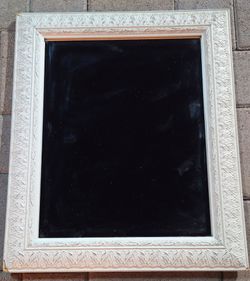 Vintage Distressed White Ornate Wall Mirror