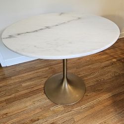 Leilani White Marble Top & Gold Tulip Dining Table 