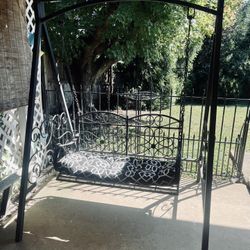 Black Iron Swinging Bench