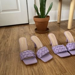 Light Purple Lavender Braided Heels NEW