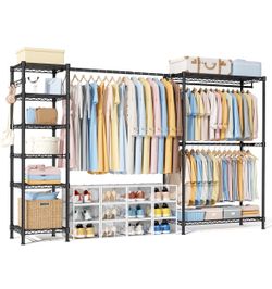 Heavy duty adjustable garment clothes shoe rack