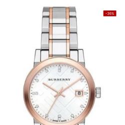 Burberry The City Silver Dial Two Tone Steel Strap Watch for Women 