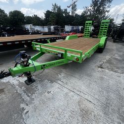 Lime Green Equipment Hauler Trailer 7x20 Kicker Ramps 14k GVWR
