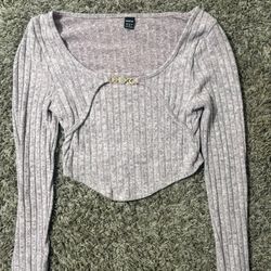 Long Sleeve Light Purple Cropped Shirt 💜