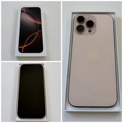 iPhone 16 Pro Max 512GB Desert Titanium in great condition for sale. Works on AT&T, AT&T Prepaid & Cricket Wireless.