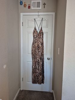 Size S/M Gold and Black Sequence Blackless Long Dress