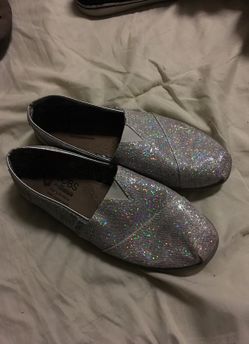 Sparkly white Bob's flats