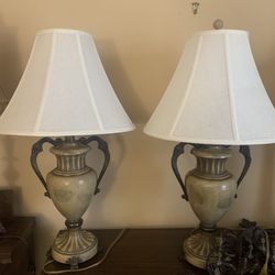 Pair Of Table Lamps With Shades