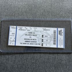 Kyrie Irving Career High 60 Pts Ticket Stub Brooklyn Nets vs Orlando Magic 3/15/22