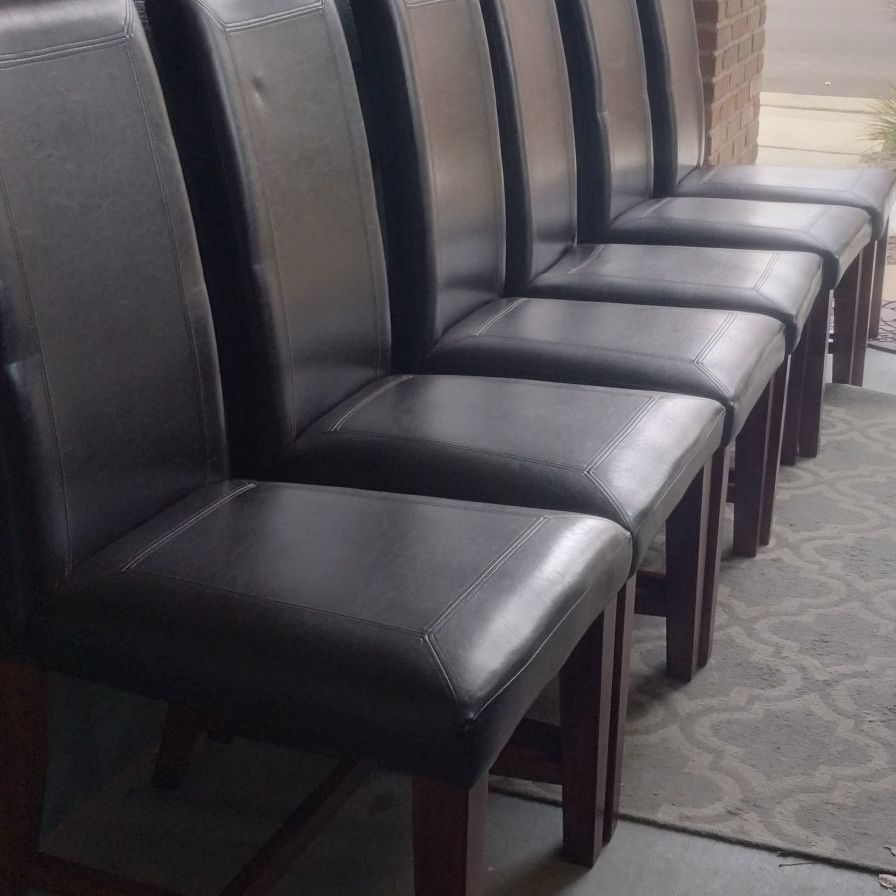 Set of 6 Expresso Padded Dining Chairs 