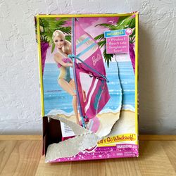 2013 Mattel Barbie “Let’s Go Windsurf!” Accessory Set - Includes : Windsurf, Sunglasses , Beach Towel & Tote