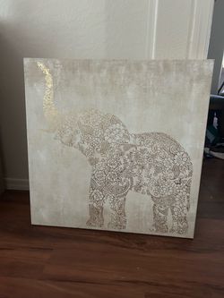 Gold Floral Elephant Canvas Wall Art