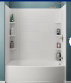 American Standard Elevate 60-in L x 30-in W x 60-in H Arctic 3 -Piece Direct to Stud Shower wall surround
