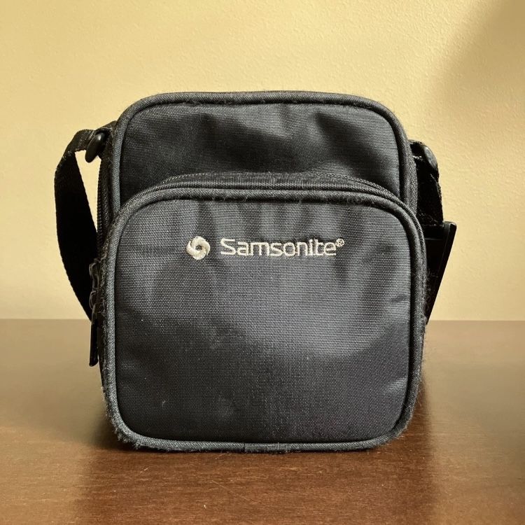 Vintage Samsonite Black Canvas Small Handbag Adjustable Strap With Pouches