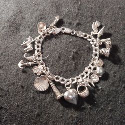 Beautiful Solid Sterling Silver Charm Bracelet 