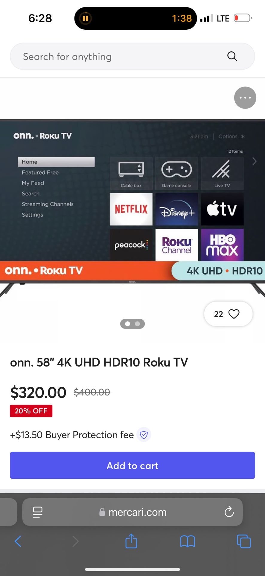 65 Inch Roku Onn