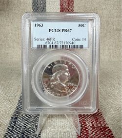 1963 Franklin Half Dollar PCGS PR67 Proof 90% Silver