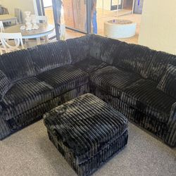Black Sectional Couch With Ottoman