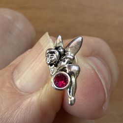 Disney Tinkerbell Stud Earrings Garnet Silver