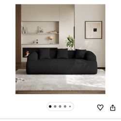 91" Boneless Couch,Cloud Couch,Chenille Curved Sofa with 3 Seater and 3 Pillows, Modern Compression Sofa for Living Room, Bedroom and Apartment, No As