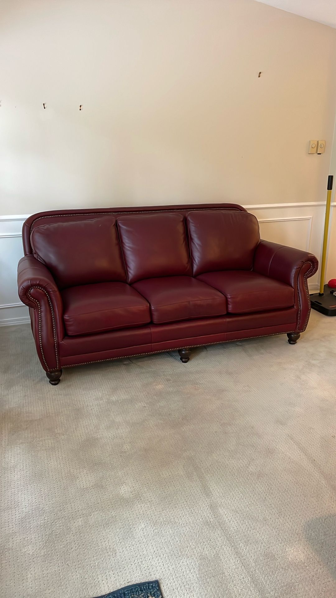 DeCoro Maroon Full Grain Leather Sofa