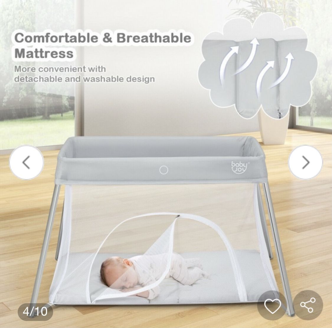Lightweight Foldable Baby Playpen with Carry Bag main image 5
