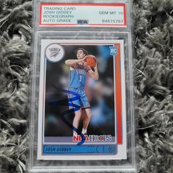 Josh Giddey Signed 2021-22 Panini NBA Hoops RC #202 RARE Psa Rookiegraph Slabbed GEM MT 10 AUTO