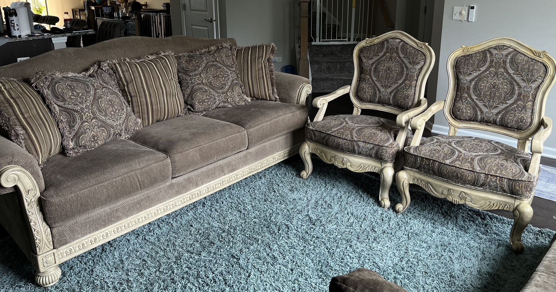 Ashley Vintage Sofa & Two Chairs $500+$250