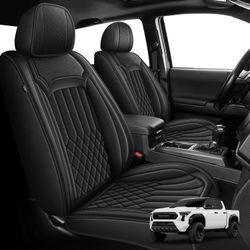 Toyota Tacoma 2024-2026 Double/Crew Seat Covers PU Leather, *Full Set* Black