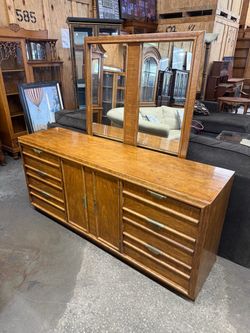 Wood Dresser with Mirror and Drawers
