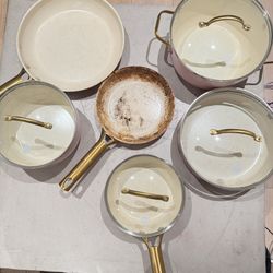 Greenpan 6 piece ceramic cookware set in pink