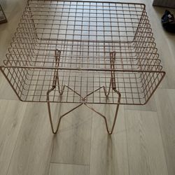 Rose Gold/Copper Metal End Table w/ Open Shelf