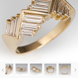 Antique 12 Natural Diamond Baguette Ring