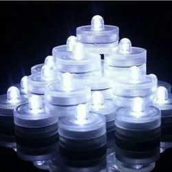 75 Submersible LED Lights, Waterproof Tea Lights, White Submersible Pool Lights