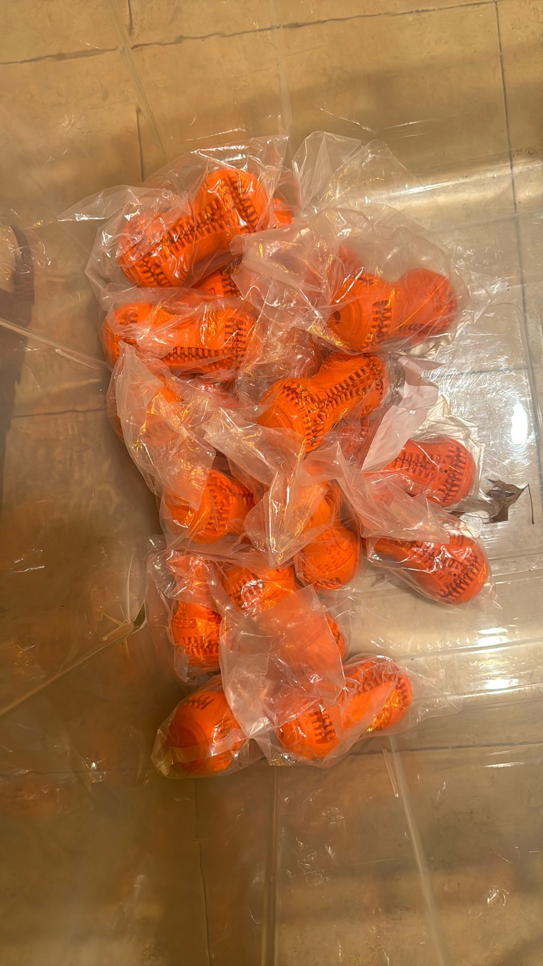 Orange Rubber Dog Bone