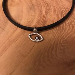 Evil Eyes Pendant Choker Black and Silver