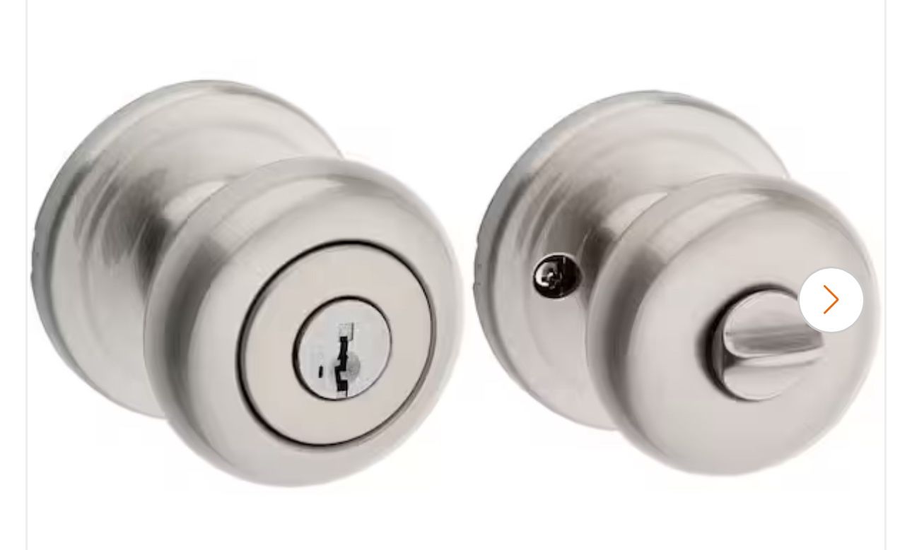 Satin Nickel Entry Door Knob Featuring SmartKey Security lock