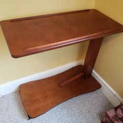Adjustable Wood Overbed Table with Wheels

