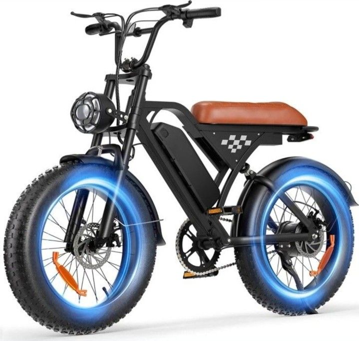new inbox 20" Fat Tire 1500W Full Suspension 55+ Miles Bright Headlight Long ctric Motorcycle All-Terrain