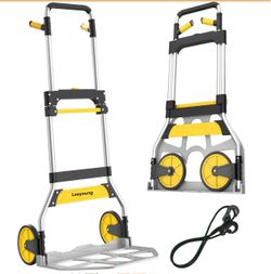 Aluminum Folding Hand Truck 309lb Capacity - Collapsible Dolly Cart With 47.3" Adjustable Handle, TPR Wheels & Portable Hand Truck Design, 11lbs Light