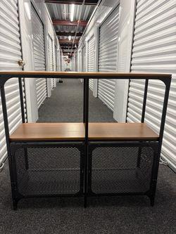 Metal and Wood Storage Console Shelf